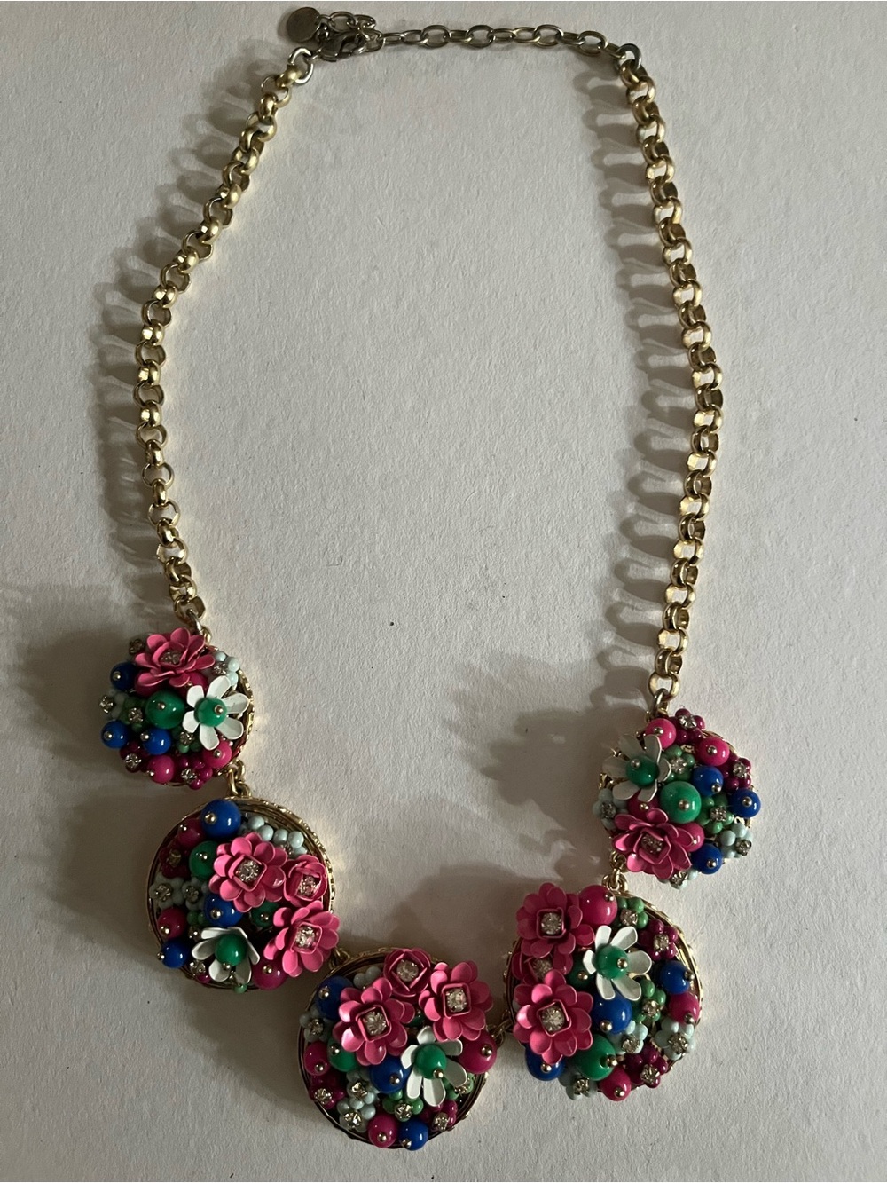 Talbots Gold-Tone Necklace with Pink Floral Multicolor Accents